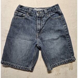 Y2K PANYC Boys Denim Shorts Size 5 Blue Embroidered Pockets 100% Cotton